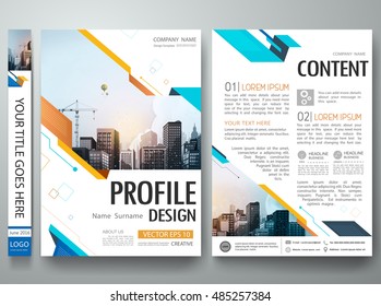 Cover book presentation brochure design template vector. Blue abstract shape minimal portfolio. City concept in A4 layout. Business flyers report magazine poster.