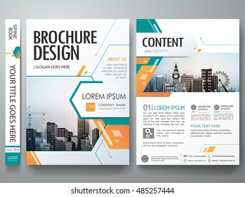 Cover book presentation brochure design template vector. Green abstract shape and minimal portfolio. City concept on A4 layout. Business flyers report magazine poster.