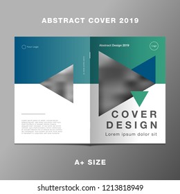 Cover book report triangle green gradient, Template layout design, Cover book. Vector illustration, Presentation gradient background.
