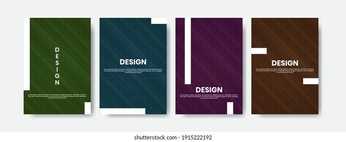 Cover book template design. Set template poster and cover design with many color such as blue, brow, green, purple