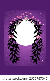Cover for books, novels, magazines, cartoons with the theme Sakura at night. A symbol of something romantic and mysterious