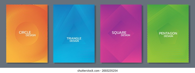 Cover bright color pattern background design, Set line gradient texture, Book and business card, brochure or poster format geometric luxury shiny.