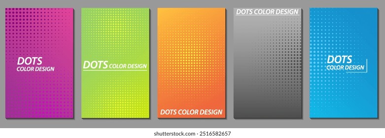 Cover bright dotted lines pattern background design, Set minimal gradient texture, Book and business card, brochure or poster format geometric luxury colorful shiny. vector