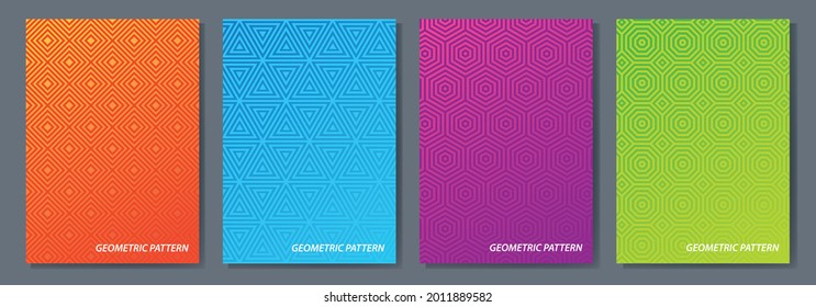 Cover bright lines pattern background design, Set gradient texture, Book and business card, brochure or poster format geometric luxury color shiny.