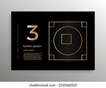 Cover for brochure, booklet, book, poster, flyer. Vector geometric design template with golden lines. Format horizontal A4.
