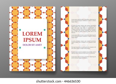Cover brochure design. Arabic traditional decorative seamless patterns. Vector illustration