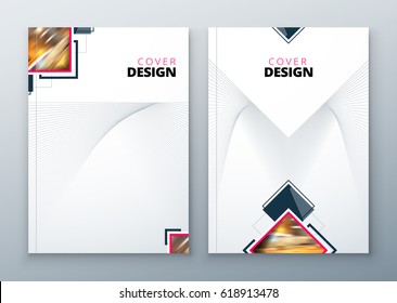 Cover Brochure design. Corporate business template layout for annual report, catalog, magazine, flyer. Creative modern concept with squares, rhombus and urban styled photo