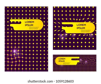 Cover brochure design line abstract. Vector layout illustration page booklet. Dynamic wave blend grid. Ultraviolet color banner background. Corporate poster print.