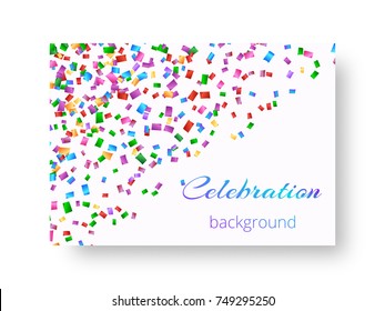 Cover brochure with falling overflowing little confetti for festive decor