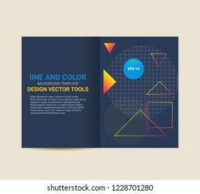 Cover, brochure, flyer template abstract geometric design with dark blue background