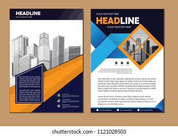 portada de carteles del informe anual de diseño del folleto en formato A4 con forma geométrica