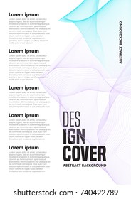 Cover brochure template design with soft blue wave on white. Abstract smoke background for flyer, poster, cover for book, booklet. Vector.