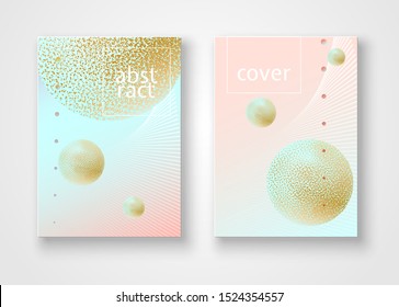 Cover brochures luxury notebook Abstract gradient background with golden texture ball line speck dot Fashion modern diary cover space beauty theme Pastel luxury halftone background Vector abstract art