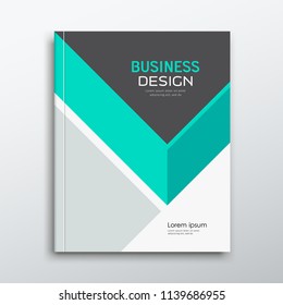 Cover Business book annual report green and gray triangle design background, vector illustration