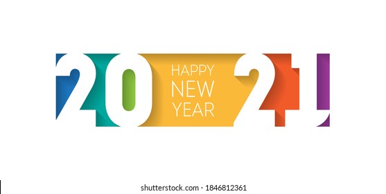 Cover of business diary for 20 21 with wishes. Brochure or calendar cover design template. The art of cutting paper. Happy new year 2021, horizontal banner. Vector.