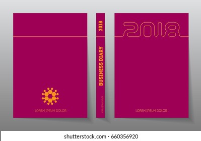 Cover business diary for 2018 with logo. Vector design template.