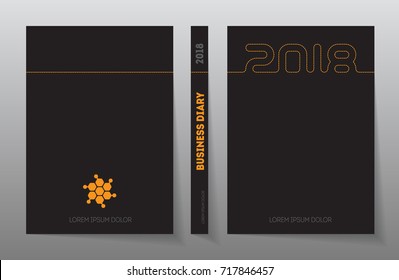 Cover Of Business Diary For 2018 With Logo. Vector Design Template