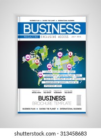 Cover of business magazine, vector