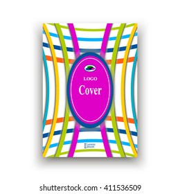 Cover by intertwining arcs ellipses bright colors with shadow imposed on each other. Brochure template layout. title sheet. analytic publication. creative vector art. cover design annual report.