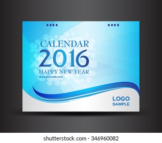 cover Calendar for 2016 year Design Template,cover design, calendar design, business calendar, business cover, printing, blue background,happy new year,calendar 2016