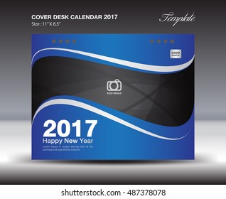 Cover calendar 2021 template, Desk Calendar 2017 Design Template, Blue cover design, Brochure flyer, wall calendar, annual report, book cover