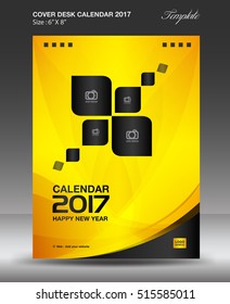 Cover calendar 2021 template, Desk Calendar 2017 Design Template, Yellow cover design, Brochure flyer, wall calendar, annual report, book cover