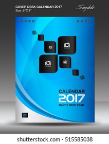 Cover calendar 2021 template, Desk Calendar 2017 Design Template, blue cover design, Brochure flyer, wall calendar, annual report, book cover