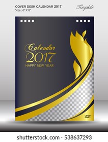 Cover calendar 2021 template, Desk Calendar 2017 Design Template, Gold and black cover design, Brochure flyer, wall calendar, annual report, book cover