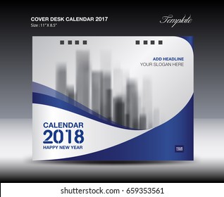 Cover calendar 2021 template, Desk Calendar 2017 Design Template, Blue cover design, Brochure flyer, wall calendar, annual report, book cover