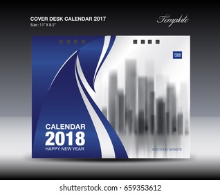 Cover calendar 2021 template, Desk Calendar 2017 Design Template, Blue cover design, Brochure flyer, wall calendar, annual report, book cover