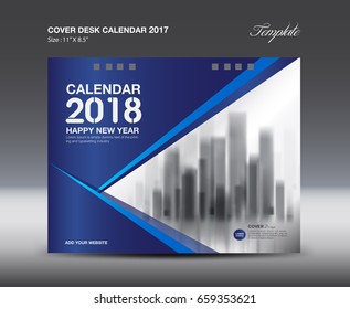 Cover calendar 2021 template, Desk Calendar 2017 Design Template, Blue cover design, Brochure flyer, wall calendar, annual report, book cover