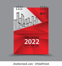 Cover calendar 2022 year template vector illustration, Poster design, corporate template, Business flyer, brochure cover, Annual report, Book cover, Magazine, creative idea, Polygon Red background