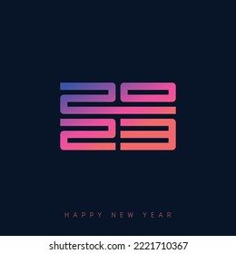 Cover of calendar or business diary with wishes and inscription 2023 looking like hieroglyph. Happy New Year 20 23. Brochure design template on Dark background.