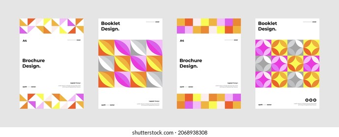 Cover, catalog, poster, layout, pamphlet, brochure, booklet, banner, poster, blank, flyer, leaflet template design collection. Front page mockup. Abstract geometric illustration. A4 annual report