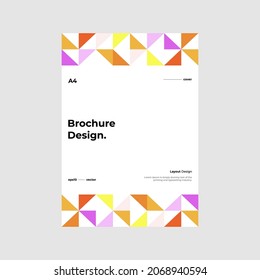 Portada, catálogo, afiche, diseño, folleto, folleto, folleto, pancarta, afiche, blanco, volante, diseño de plantilla de folleto. Burla de primera página. Ilustración geométrica abstracta. Premium. A4. Vertical. Vector 