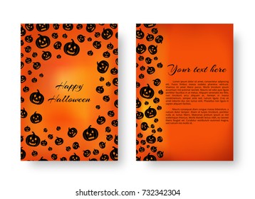 Cover of the catalog with soaring pumpkins for festive decoration for Halloween