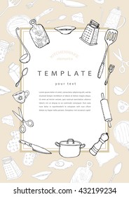 Cover certificate kitchenware, kitchen vector elements