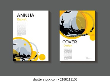 cover Circle modern design abstract background Yellow book cover Brochure  template,annual report, magazine and flyer layout Vector a4