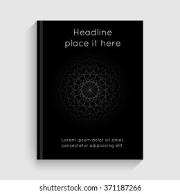 Cover with circles and lines. Black cover network. Cover globe. Annual report. Modern abstract brochure. Vector illustration