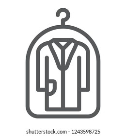 Cover for clothes line icon, laundry and protection, dry cleaning sign, vector graphics, a linear pattern on a white background, eps 10.