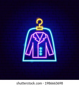 Portada para el signo de neón de ropa. Ilustración vectorial de la promoción de la ropa.