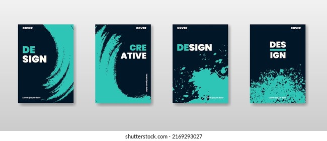 Cover collection with brush strokes for books, magazines, catalogs. Vector illustration.