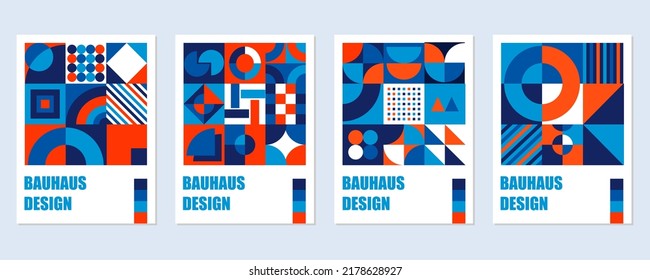 cover collection Colorful geometric bauhaus background