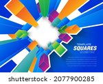 Cover Colored 3d flying cubes geometric squares background elements vector