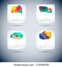 cover conceptual vector fashionable scene set with polygon object cover straight water group colorful abstract background scene stack colourful numeric cloud modern artistic site employment clouds fan