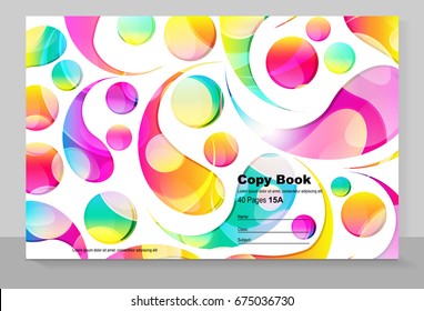 Portar el copybook con fondo de caídas de arco abstracto, diseño vectorial. 