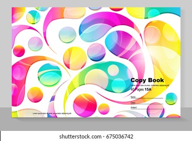 Cover copybook with abstract arc drops background, vector design. 