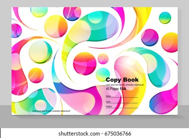 Portar el copybook con fondo de caídas de arco abstracto, diseño vectorial. 