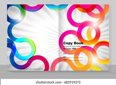 Cover copybook with abstract loop lines background, vector design. 