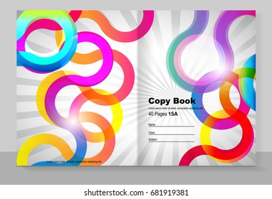 Cover copybook with abstract loop lines background, vector design. 